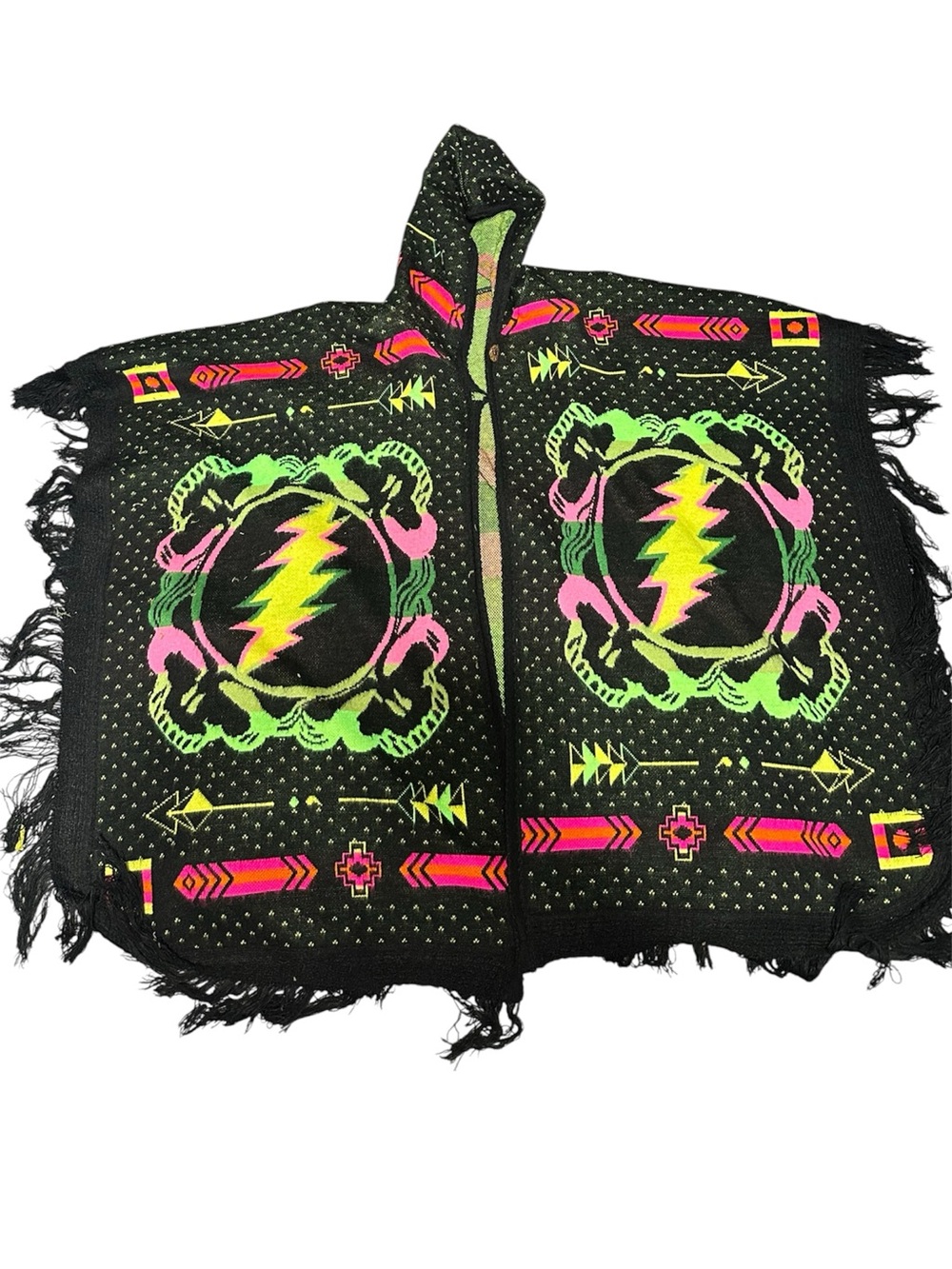 UV Reflective Neon Dead Hooded Poncho